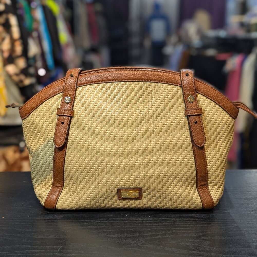 Lauren Ralph Lauren Basket Weave Satchel Bag